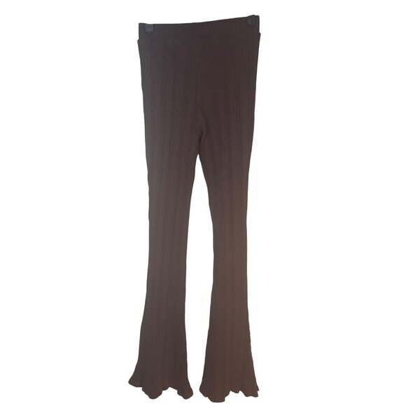 2/$30 ZARA Medium Womens Brown Ribbed Flare Pants - Picture 3 of 13